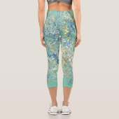 ティール（緑がかった色）ブルーターコイズグリーンシックユニークパターン カプリレギンス (裏面)