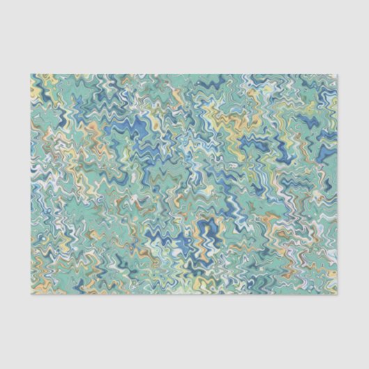 ティール（緑がかった色）ブルーターコイズグリーンシックユニークパターン  薄葉紙 (正面)