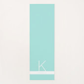 ティール（緑がかった色）ブルーターコイズシンプルモノグラム名 ヨガマット (正面)