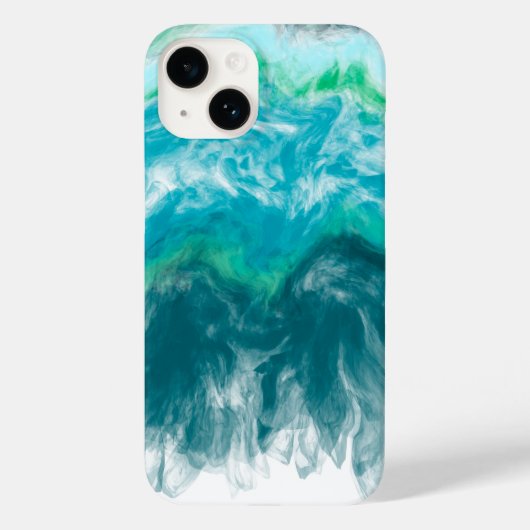 ティール(緑がかった色)ブルーターコイズデジタル海流体アート Case-Mate iPhoneケース (裏面)