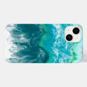 ティール(緑がかった色)ブルーターコイズデジタル海流体アート Case-Mate iPhoneケース (裏面 (横))