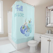 ティール（緑がかった色）ブルーターコイズパンプキンオータム秋 シャワーカーテン (インサイチュ)