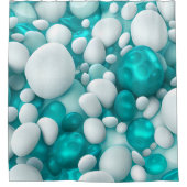 ティール(緑がかった色)ブルーターコイズパールアクアホワイト抽象芸術 シャワーカーテン (正面)