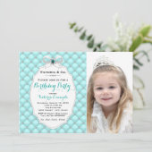 ティール（緑がかった色）ブルーダイヤモンドバースデーパーティー 招待状 (スタンド正面)