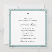 ティール(緑がかった色)ブルーダマスクガールフォト《キリスト教》洗礼式や命名式 招待状 (裏面)