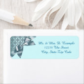 ティール（緑がかった色）ブルーダマスク差出人住所ラベル ラベル (インサイチュ)