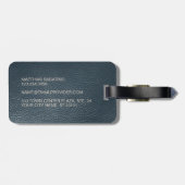 ティール(緑がかった色)ブルーダークブラウン上品なシンプル格子模様 ラゲッジタグ (裏面横)