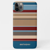 ティール(緑がかった色)ブルーダークレッドニュートラルベージュブラウンアートストライプズ Case-Mate iPhoneケース (裏面)