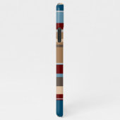 ティール(緑がかった色)ブルーダークレッドニュートラルベージュブラウンアートストライプズ iPhoneケース (右側)