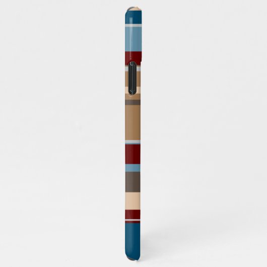 ティール(緑がかった色)ブルーダークレッドニュートラルベージュブラウンアートストライプズ iPhoneケース (右側)