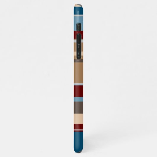 ティール(緑がかった色)ブルーダークレッドニュートラルベージュブラウンアートストライプズ iPhoneケース (左側)