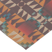 ティール(緑がかった色)ブルーダークレッドベージュブラウンオレンジトライバルアート ロングテーブルランナー (コーナー)