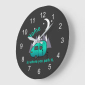 ティール(緑がかった色)ブルーティアドロップキャンパートレーラーウォールクロック ラージ壁時計 (傾斜)