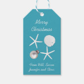 ティール(緑がかった色)ブルートロピカルホリデーギフトラベル ギフトタグ (正面)