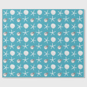 ティール（緑がかった色）ブルートロピカルホリデービーチシェルギフトラップ ラッピングペーパー (フラット)