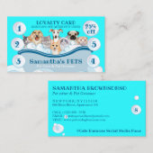 ティール（緑がかった色）ブルードッグ猫トリマーペットケアバスロイヤリティ 名刺 (正面/裏面)