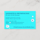 ティール（緑がかった色）ブルードッグ猫トリマーペットケアバスロイヤリティ 名刺 (裏面)