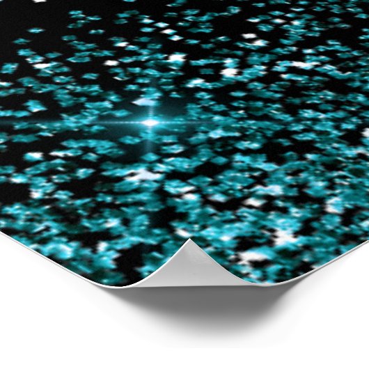 ティール（緑がかった色）ブルードレスフェイクグリッターキンセアニェラ歓迎 ポスター (角)