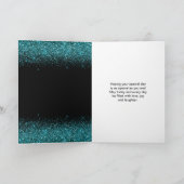 ティール(緑がかった色)ブルードレスフェイクグリッターキンセアニェラ カード (内部)