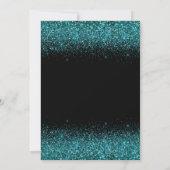 ティール(緑がかった色)ブルードレスフェイクグリッターキンセアニェラ 招待状 (裏面)