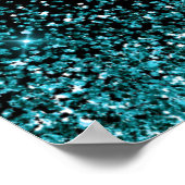 ティール(緑がかった色)ブルードレスフェイクグリッタースウィート16ウェルカム ポスター (角)