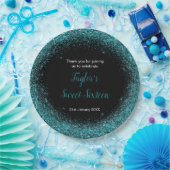 ティール（緑がかった色）ブルードレスフェイクグリッタースウィート16誕生日 ペーパープレート (パーティー)