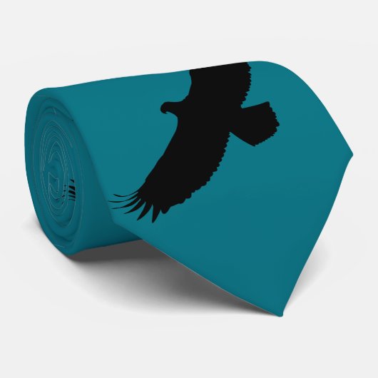 ティール（緑がかった色）ブルーネック飛んでいるタイとイーグル – あなたの色 ネクタイ (ロール)