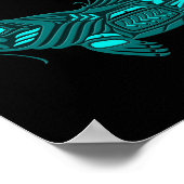 ティール（緑がかった色）ブルーハイダスピリットフィッシュオンブラック ポスター (角)