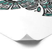 ティール(緑がかった色)ブルーハイダツーヘッドスピリットバードオンホワイト ポスター (角)