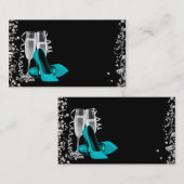 ティール（緑がかった色）ブルーハイヒール靴の名刺 名刺 (正面/裏面)