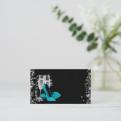 ティール（緑がかった色）ブルーハイヒール靴の名刺 名刺 (スタンド正面)