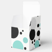 ティール（緑がかった色）ブルーハート水玉模様ブライダルシャワーパーティー フェイバーボックス (オープン)