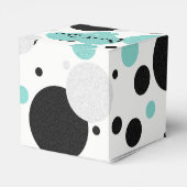 ティール（緑がかった色）ブルーハート水玉模様ブライダルシャワーパーティー フェイバーボックス (裏面サイド)