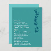 ティール（緑がかった色）ブルーハート結婚式招待状 インビテーションポストカード (正面/裏面)