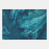 ティール（緑がかった色）ブルーバイオレットアクリル注入流体アート ラッピングペーパーシート (正面)