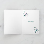 ティール（緑がかった色） – ブルーバタフライスクリプトAny大事な行事 サンキューカード (内部)