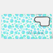 ティール（緑がかった色）ブルーバブルズサマーモダン名前をカスタムする SAMSUNG GALAXYケース (裏面横)