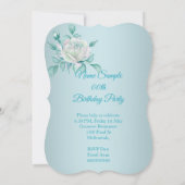 ティール（緑がかった色）ブルーバラバースデーパーティー招待状 セーブザデート (裏面)