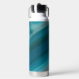 ティール（緑がかった色）ブルーバンド瑪瑙パターン ウォーターボトル