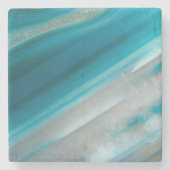 ティール(緑がかった色)ブルーバンド瑪瑙パターン ストーンコースター (正面)