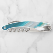 ティール（緑がかった色）ブルーバンド瑪瑙パターン ソムリエナイフ (裏面)