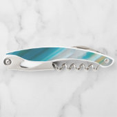 ティール（緑がかった色）ブルーバンド瑪瑙パターン ソムリエナイフ (正面)