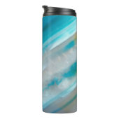 ティール（緑がかった色）ブルーバンド瑪瑙パターン タンブラー (回転右)