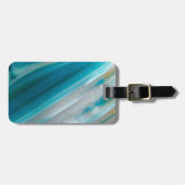 ティール（緑がかった色）ブルーバンド瑪瑙パターン ラゲッジタグ (正面横)