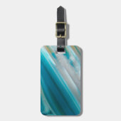 ティール（緑がかった色）ブルーバンド瑪瑙パターン ラゲッジタグ (正面縦)