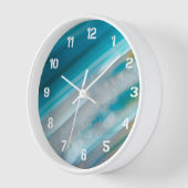 ティール(緑がかった色)ブルーバンド瑪瑙パターン 壁時計 (傾斜)