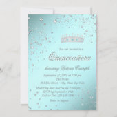 ティール（緑がかった色）ブルーパリティアラキンセアニェラ招待状 招待状 (裏面)
