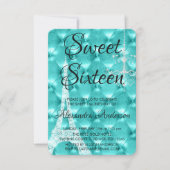 ティール（緑がかった色）ブルーパリSweet sixteenバースデーパーティー 招待状 (正面)