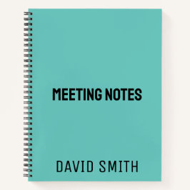 ティール(緑がかった色)ブルーパーソナライズされたスケッチブック(名前あり) ノートブック