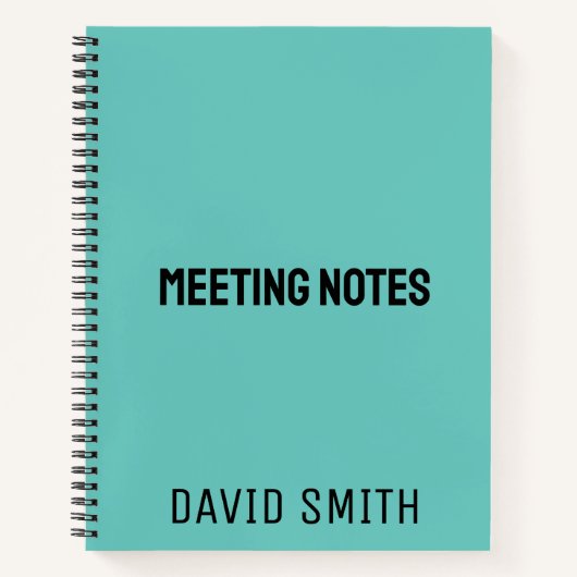 ティール（緑がかった色）ブルーパーソナライズされたスケッチブック（名前あり） ノートブック (正面)